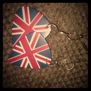 Union Jack Guitar Pick Earrings NEW